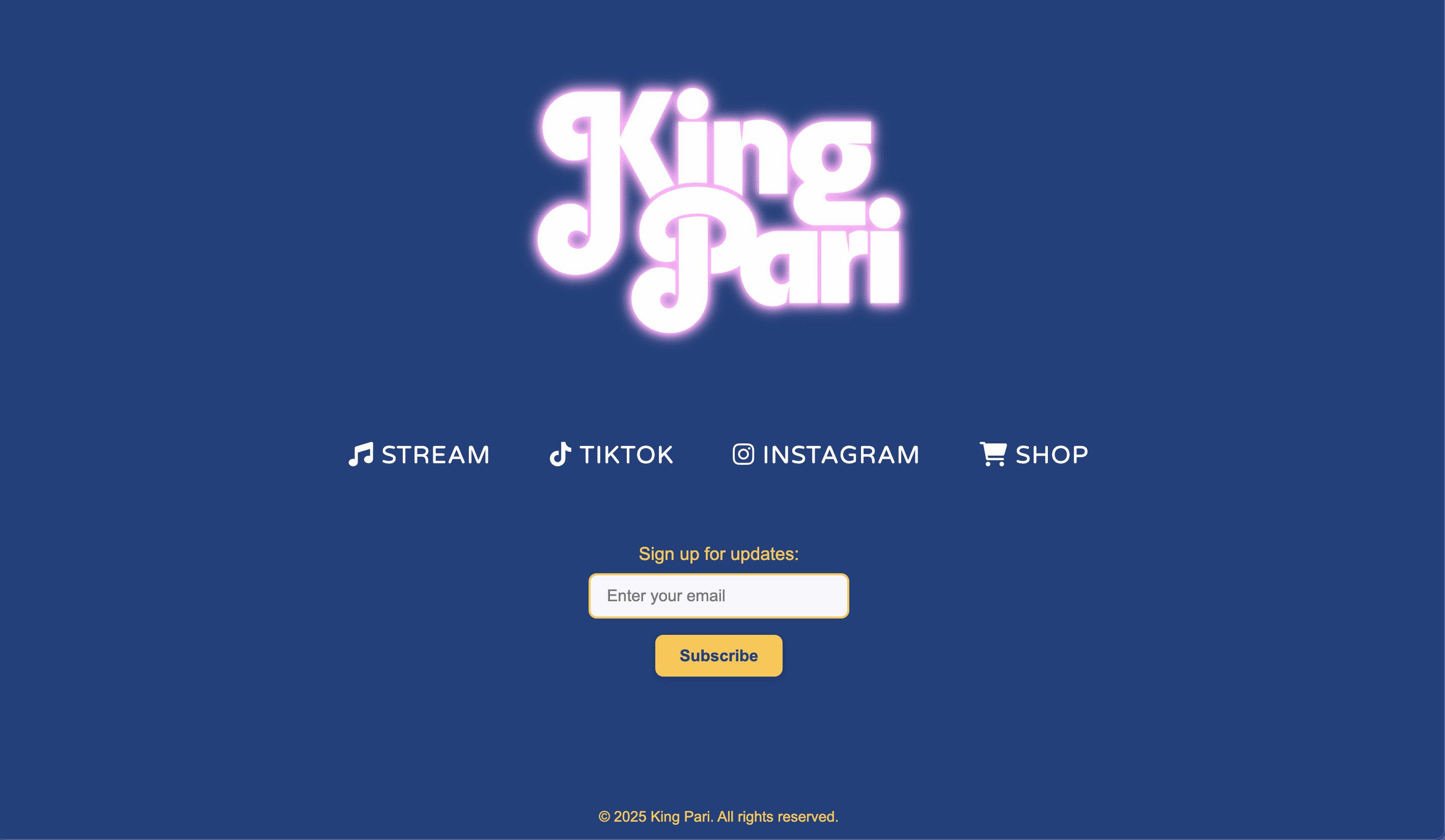 screenshot of King Pari Webpage